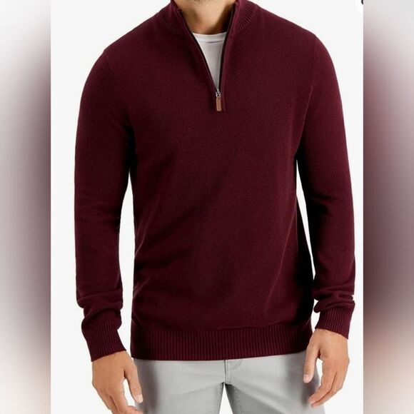 Club Room Men's Burgundy Longsleeve ‎ Mock Neck Pullover Sweater Size Medium - Picture 1 of 7